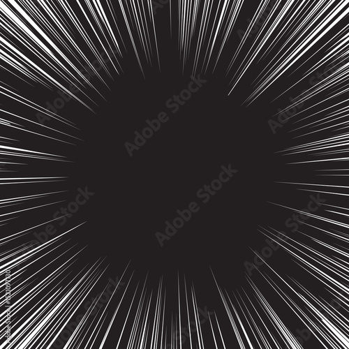 Comic book White radial rays, manga or anime speed lines, zoom and motion effects. Cartoon action background. Pop art style elements. Vector illustration