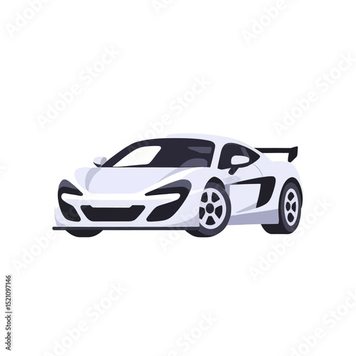 White-Sports-Car-Racing-Vector-Illustration