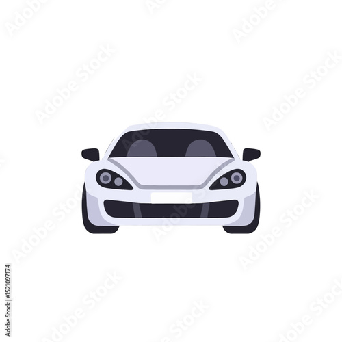 White-Sports-Car-Front-View-Vector-Icon