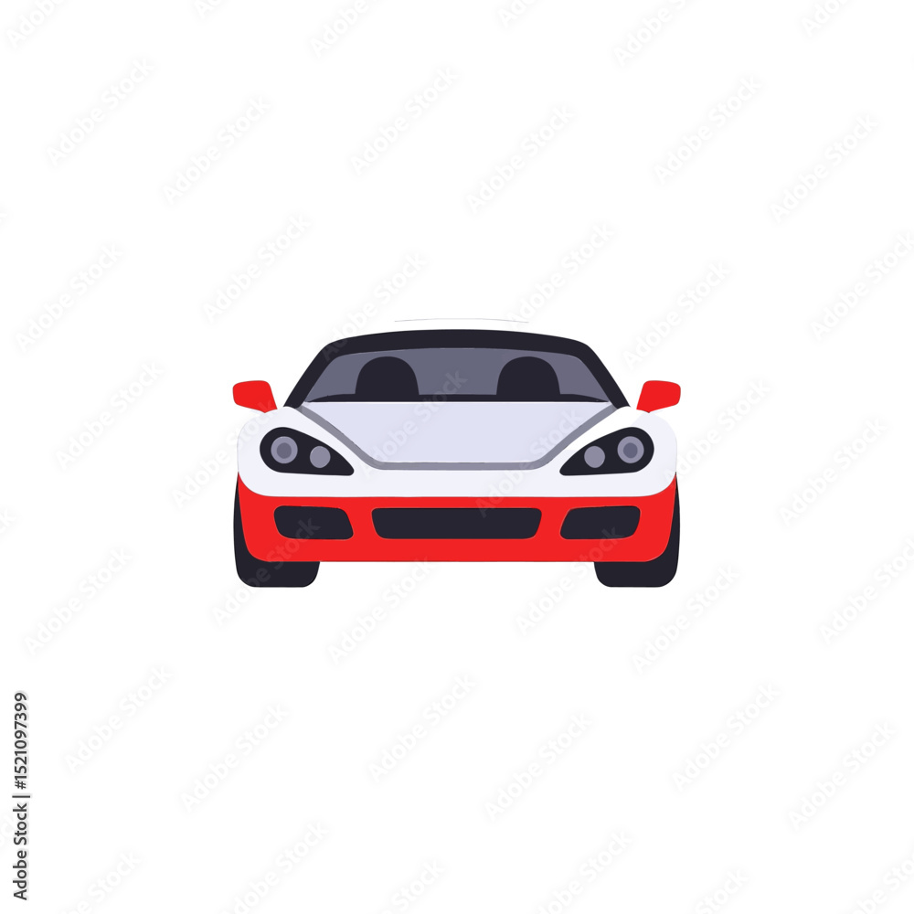 Fototapeta premium Sports-Car-Icon-Vector-Illustration-White-Red