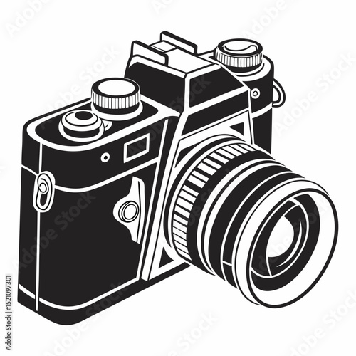 Minimal Camera Icon – Black Vector on White Background
