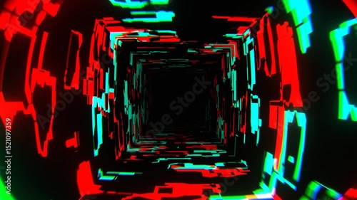 Turquoise and Red Framework of Changing Abstract Forms Background VJ Loop in 4K