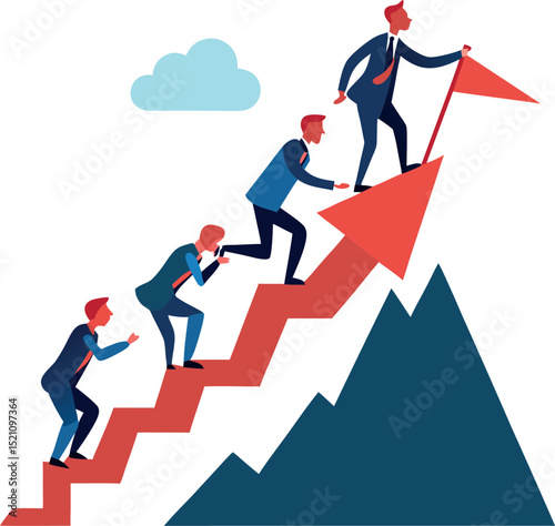 Business Leader Helping Team Members Climb a Step