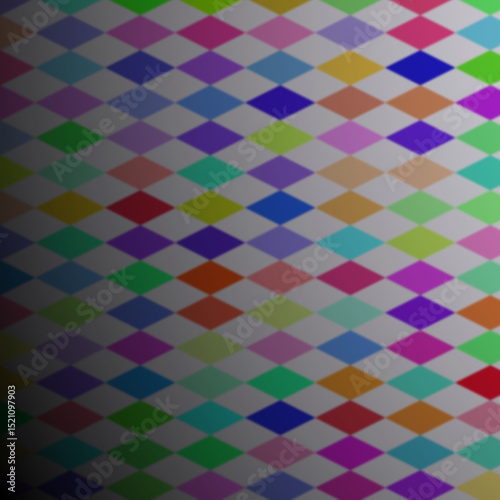 A Vibrant Pattern of Multi-Colored Diamond Shapes against a Greyish Background with Vignetting.