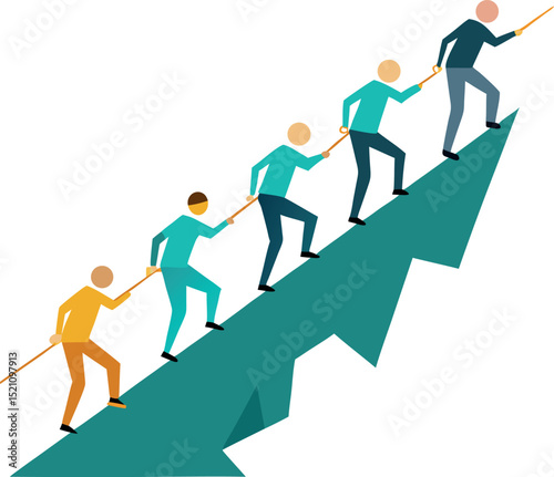 Group of Professionals Forming a Human Chain for Success
