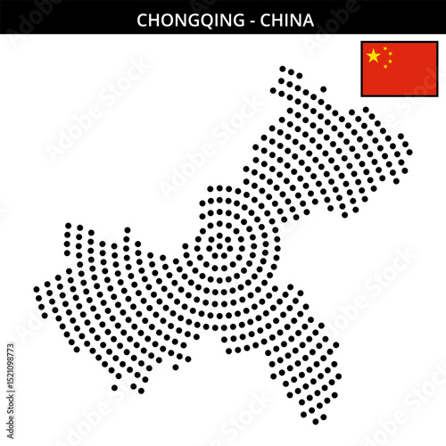 Big circular dotted map of chongqing in China