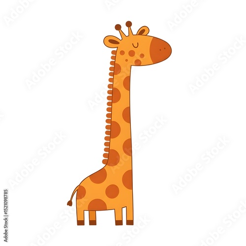 Sweet Cartoon Giraffe with Long Neck and Smile