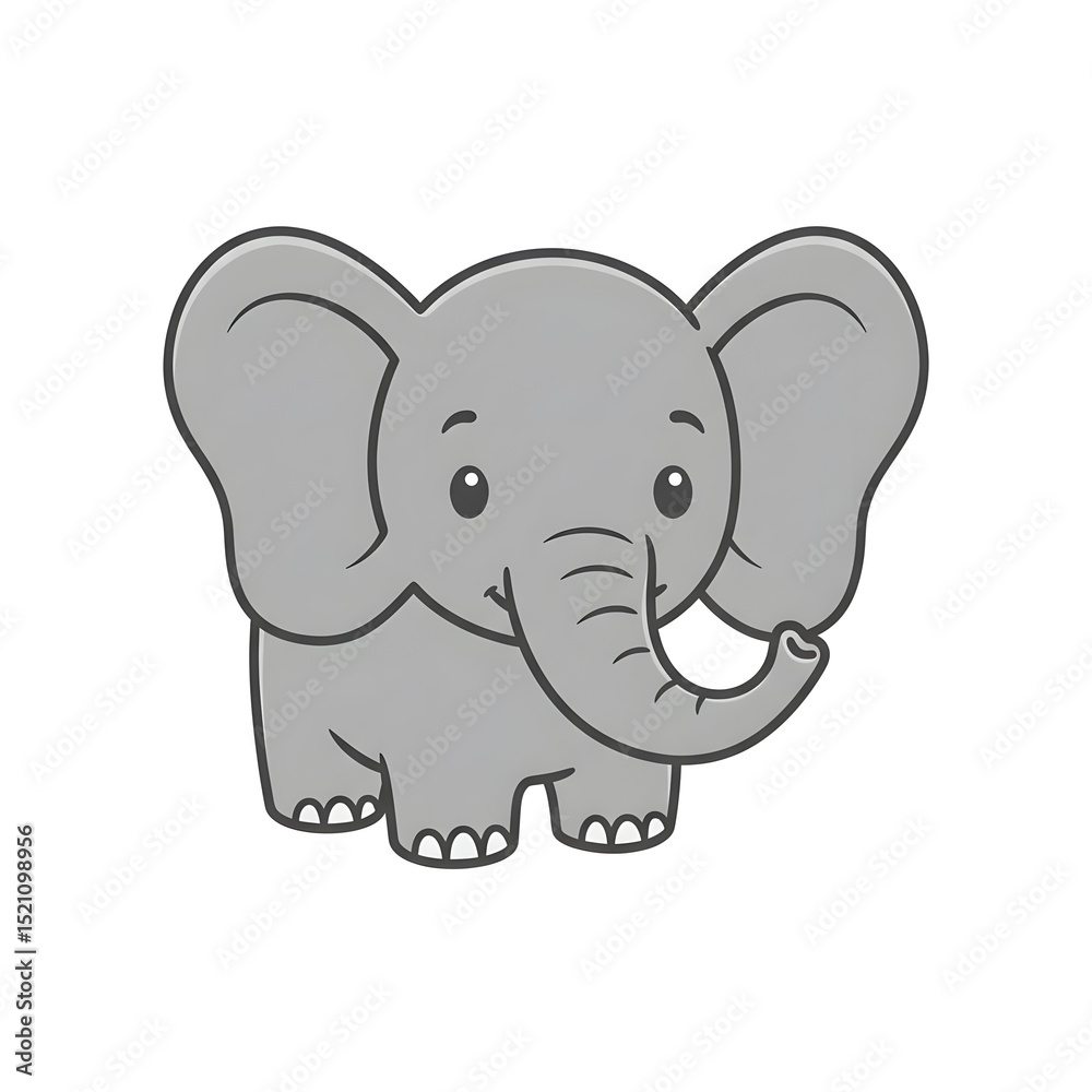 Obraz premium Adorable Cartoon Baby Elephant Standing Illustration