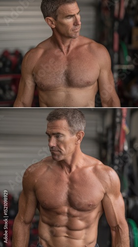 Fit man showing off his physique in gym