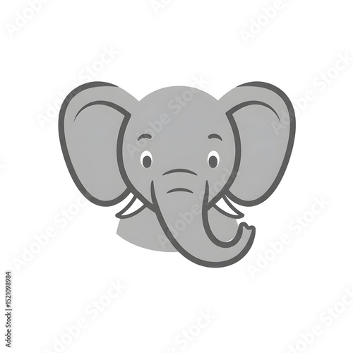 Cute Cartoon Elephant Head Illustration