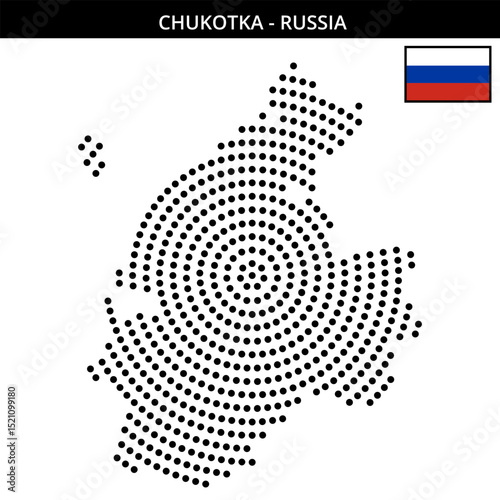 Big circular dotted map of Chukotka in Russia