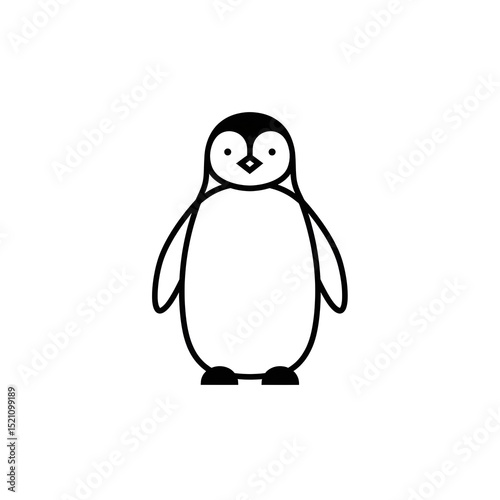 Outline penguin on white background
