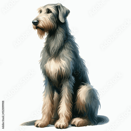 Ancient Ember Muse dog Irish Wolfhound isolated watercolor vector illustration svg