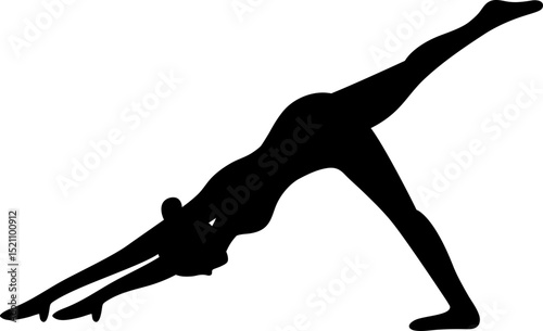girl woman yoga posture silhouette vector downward dog pose