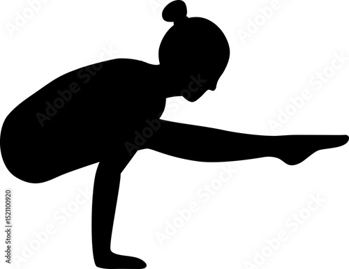 girl woman yoga balancing posture silhouette vector