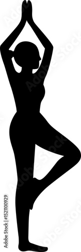 girl woman yoga balancing posture silhouette vector