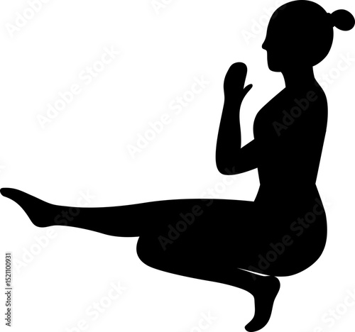 girl woman yoga balancing lotus posture silhouette vector