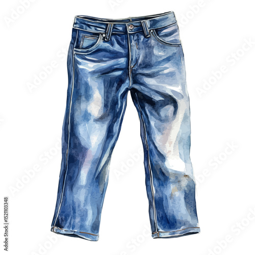 Jeans, watercolor illustration vector, high quality, isolated on a white background.