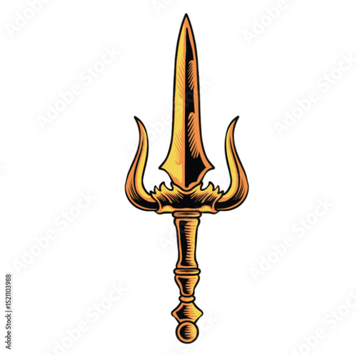 gold trident knife design vector illustration