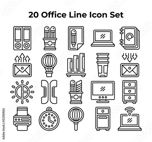 office supply line drawings comprise a neat set.