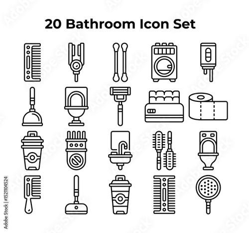 bathroom related line drawings comprise a neat icon set.