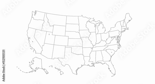 Blank Outline Map of United States of America for Educational Purposes