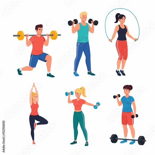 Diverse Group Enjoying Fitness Workout Activities at Gym