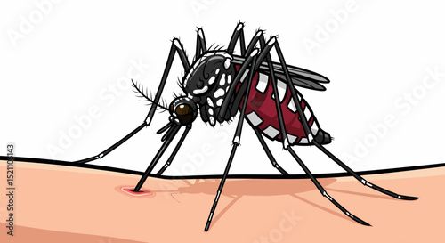 Mosquito Biting Human Skin Bloodsucking Insect Bite Danger Health Risk