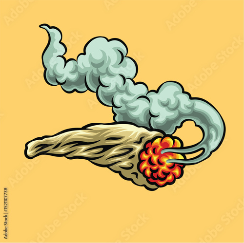 cigarette, marijuana weed, smoke design with cartoon style vector illustration