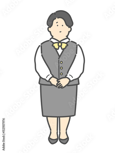 案内係をする女性　ビジネスイラスト