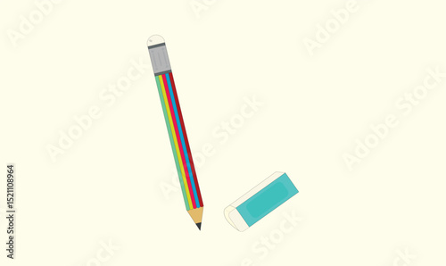 Wood pencil and eraser vector illustration