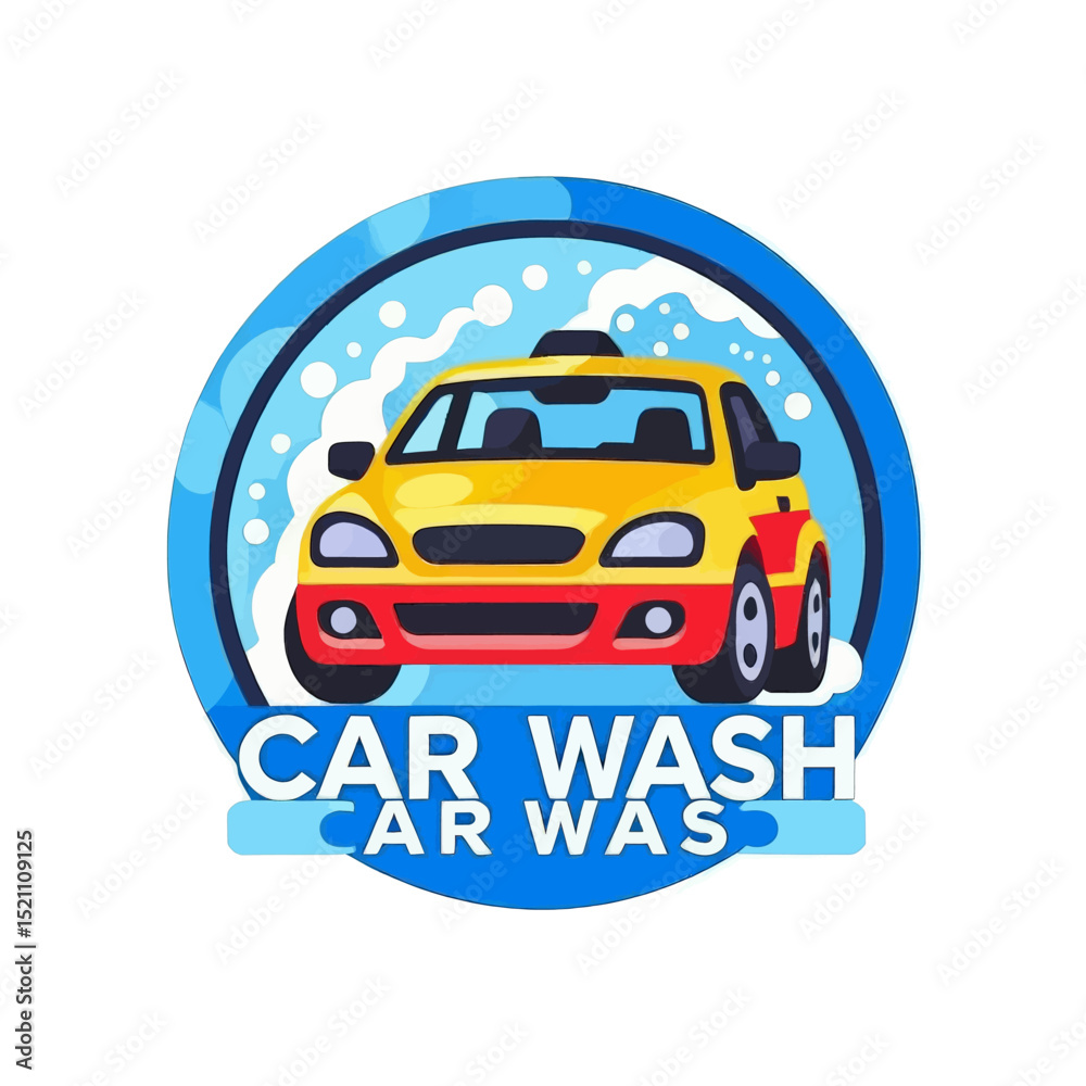 Obraz premium Car-Wash-Cartoon-Illustration-Clean-Vehicle-Design