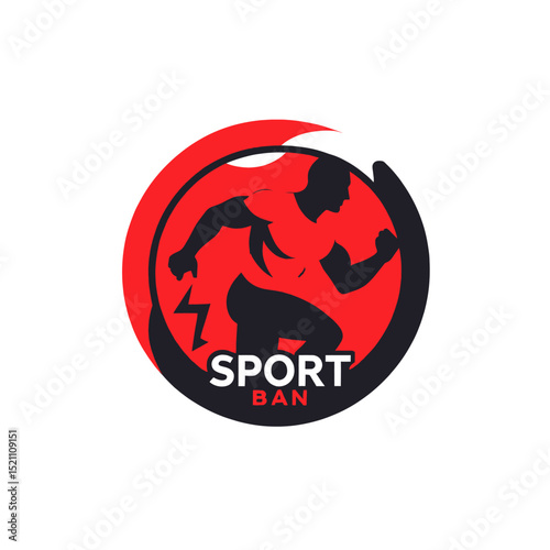 Sport-Ban-Logo-Running-Athlete-Vector-Icon