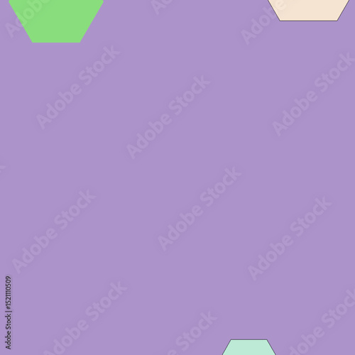"A colorful and abstract backdrop featuring various sized hexagons and dots creating a playful and modern aesthetic." 