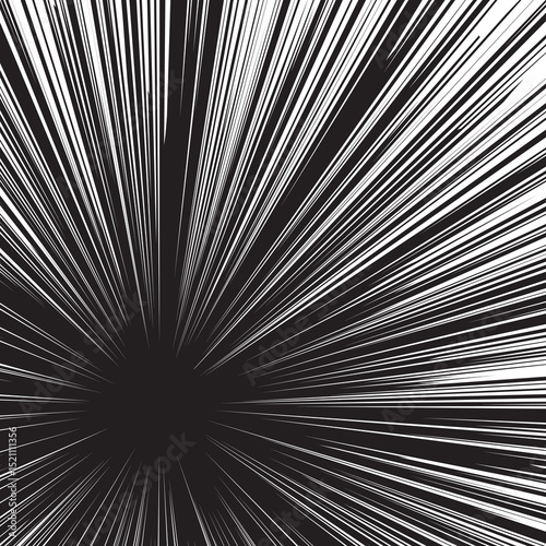 Comic book White radial rays, manga or anime speed lines, zoom and motion effects. Cartoon action background. Pop art style elements. Vector illustration