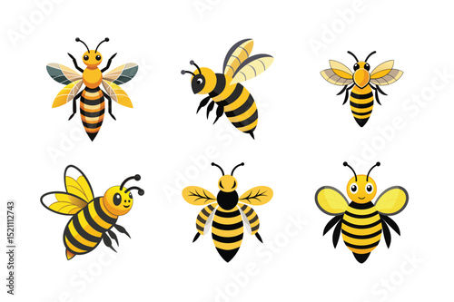 Honey Bee Set Vector Illustration