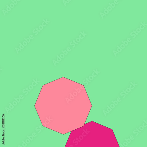 A vibrant collection of multicolored octagons scattered across a pastel green background.