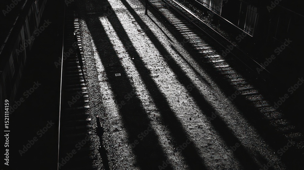 Obraz premium Striking Shadows on Railway Tracks