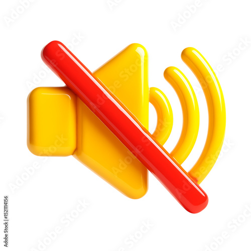 3D icon of Mute sound icon isolated on transparent background