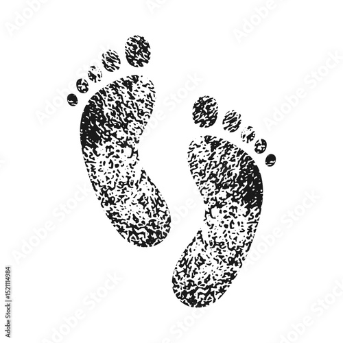 Textured footprints isolated on white background. Vector illustration