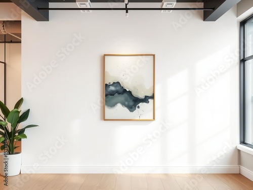 Wallpaper Mural Office wall art mockup featuring modern abstract artwork hung on a white wall in a stylish office interior setting, office, white wall, interior design Torontodigital.ca