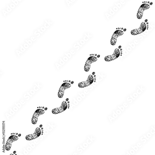 Trace of footprints isolated on white background. Footsteps track. Vector illustration