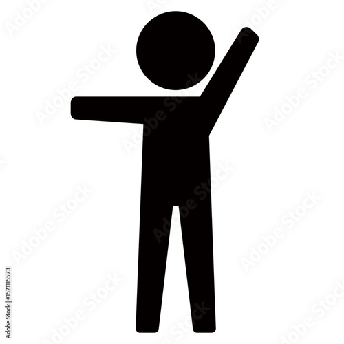 左手を高く、右手を中くらいに上げる人