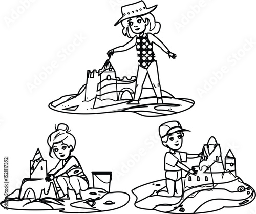 bucket beach building sandcastle vector