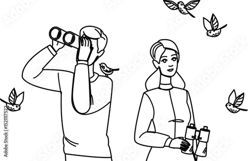 forest birdwatching vector
