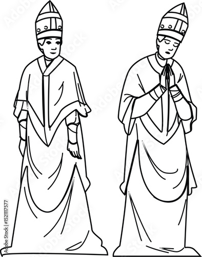 priest bishop medieval vector