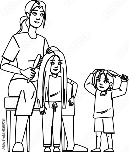 knots brushing child hair vector