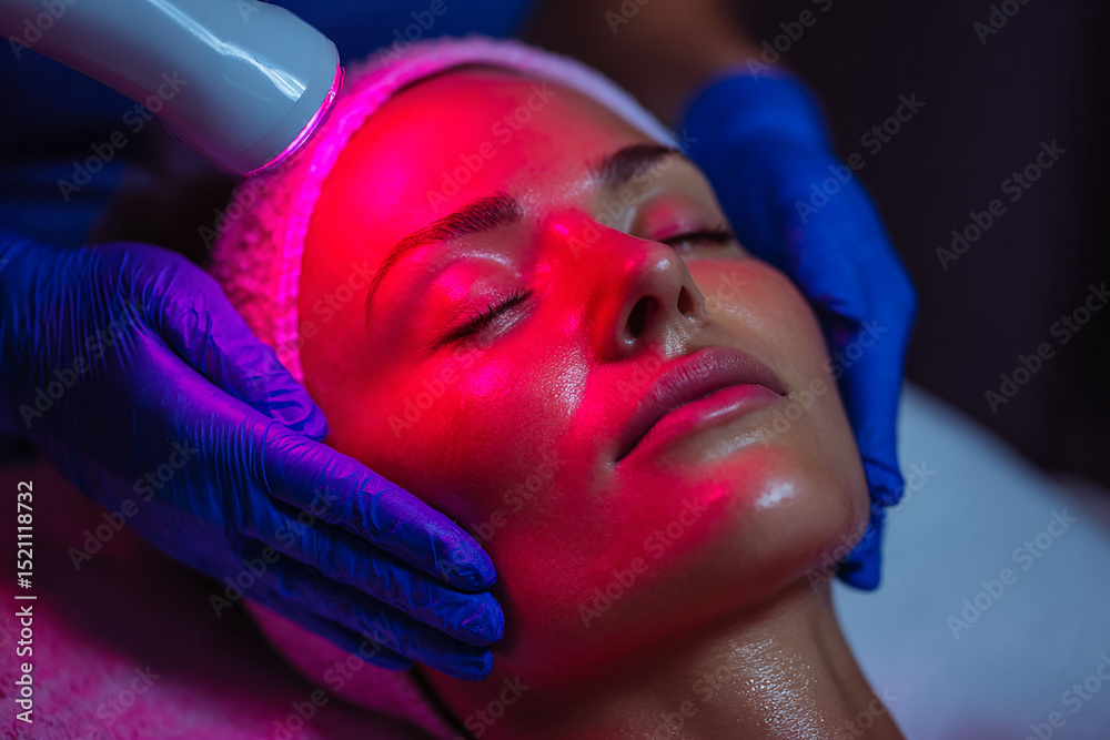 custom made wallpaper toronto digitalClose up of a woman receiving a led modern skin treatment