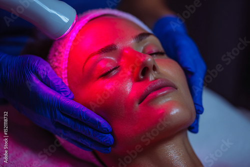 Wallpaper Mural Close up of a woman receiving a led modern skin treatment Torontodigital.ca