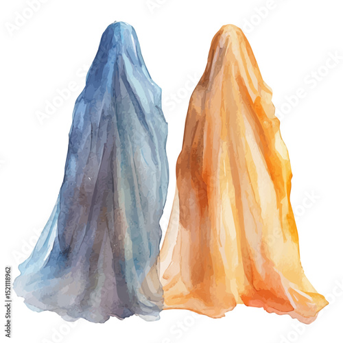 watercolor vector of Invisibility Cloaks, high quality, isolated on a white background.